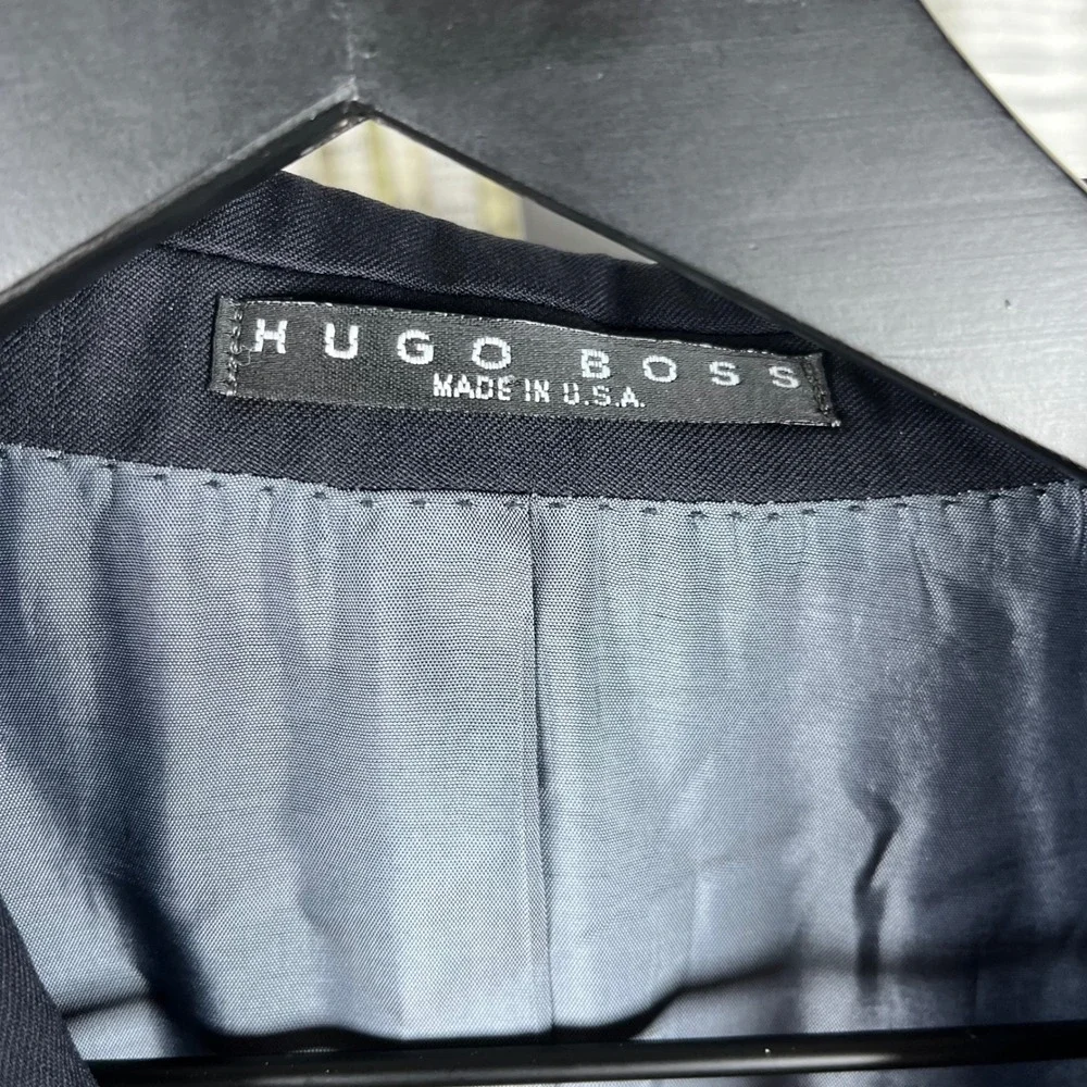 Hugo Boss Mens Navy Blue Super 100 Virgin Wool 3-Button‎ Blazer Jacket 40L USA